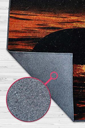 Homshtag Gün Batımı Dokuma Tabanlı Yıkanabilir Kaymaz Manzara Halısı