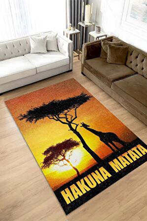 Homshtag Hakuna Matata Tabanlı Yıkanabilir Kaymaz Manzara Halısı