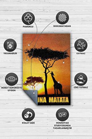 Homshtag Hakuna Matata Tabanlı Yıkanabilir Kaymaz Manzara Halısı