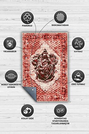 Homshtag Gryffindor Dokuma Tabanlı Yıkanabilir Kaymaz Haryy Potter Film Halısı