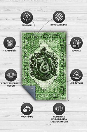 Homshtag Slytherin Dokuma Tabanlı Yıkanabilir Kaymaz Haryy Potter Film Halısı