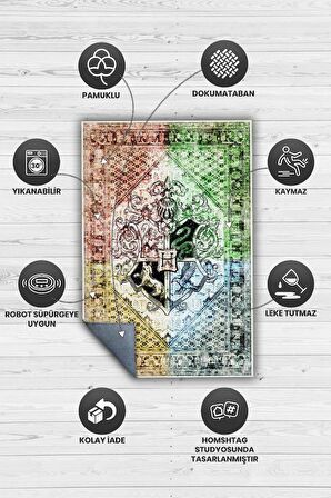 Homshtag Hogwarts Binaları Dokuma Tabanlı Yıkanabilir Kaymaz Haryy Potter Film Halısı