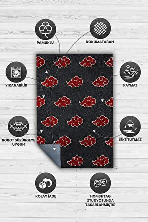 Homshtag Akatsuki Clan Dokuma Tabanlı Yıkanabilir Kaymaz Anime Severler Halısı