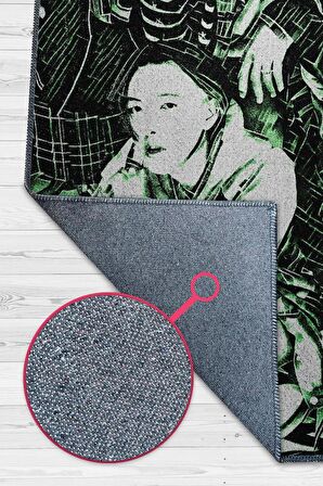 Homshtag Nct Pamuklu Dokuma Tabanlı Yıkanabilir Dekoratif Halı