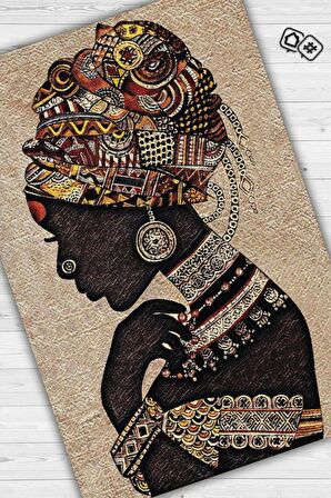 Homshtag Afrikalı Kadın Pamuklu Dokuma Tabanlı Yıkanabilir Dekoratif Halı