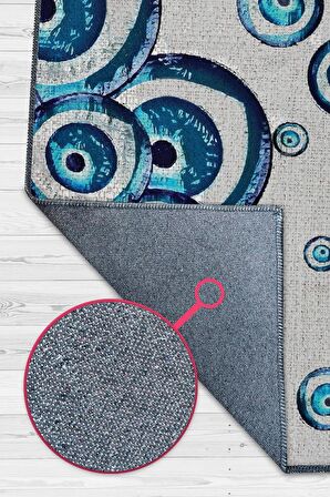 Homshtag Nazar Köpükleri Pamuklu Dokuma Tabanlı Yıkanabilir Dekoratif Halı