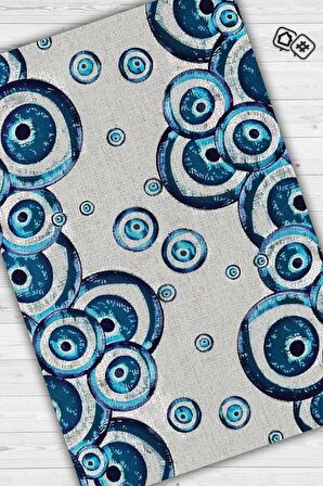 Homshtag Nazar Köpükleri Pamuklu Dokuma Tabanlı Yıkanabilir Dekoratif Halı