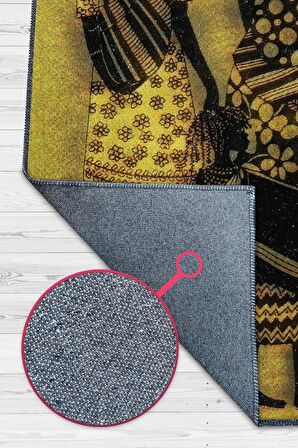 Homshtag Kahve Gözlüler Pamuklu Dokuma Tabanlı Yıkanabilir Dekoratif Halı