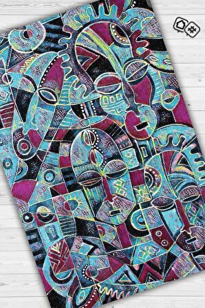 Homshtag Maskeli Kabile Dokuma Tabanlı Yıkanabilir Dekoratif Halı