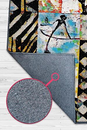 Homshtag Afro Deco Dokuma Tabanlı Yıkanabilir Dekoratif Halı