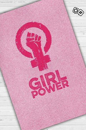 Homshtag Kadın Gücü Pamuklu Dokuma Tabanlı Yıkanabilir Dekoratif Halı