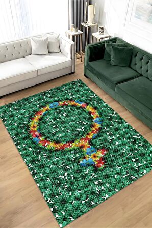 Homshtag Renk Katar Pamuklu Dokuma Tabanlı Yıkanabilir Dekoratif Halı