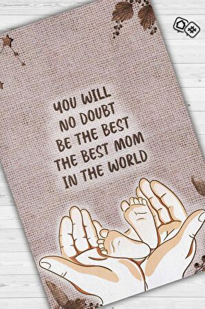 Homshtag En İyi Anne Pamuklu Dokuma Tabanlı Yıkanabilir Dekoratif Halı