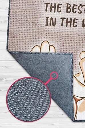 Homshtag En İyi Anne Pamuklu Dokuma Tabanlı Yıkanabilir Dekoratif Halı