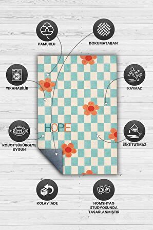 Homshtag Umut Pamuklu Dokuma Tabanlı Yıkanabilir Kaymaz Dekoratif Ev Halısı