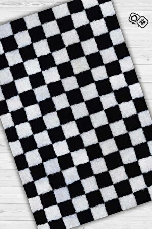 Homshtag Minimalist Damalı Dokuma Tabanlı Yıkanabilir Dekoratif Halı