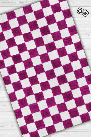 Homshtag Minimalist Damalı Dokuma Tabanlı Yıkanabilir Dekoratif Halı