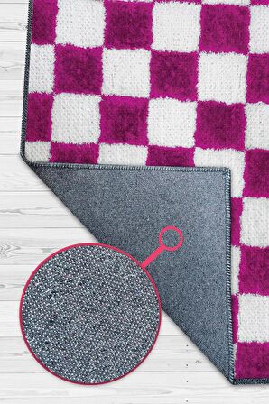Homshtag Minimalist Damalı Dokuma Tabanlı Yıkanabilir Dekoratif Halı