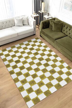 Homshtag Minimalist Damalı Dokuma Tabanlı Yıkanabilir Dekoratif Halı