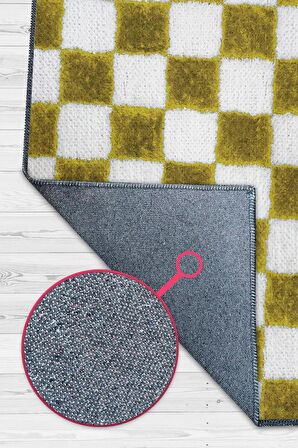 Homshtag Minimalist Damalı Dokuma Tabanlı Yıkanabilir Dekoratif Halı