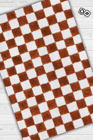 Homshtag Minimalist Damalı Dokuma Tabanlı Yıkanabilir Dekoratif Halı