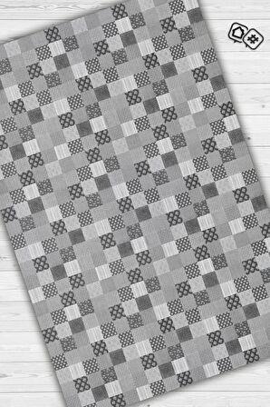 Homshtag Çiçekli Pachwork Dokuma Tabanlı Yıkanabilir Dekoratif Halı