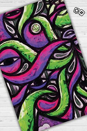 Homshtag Soyut Graffiti Dokuma Tabanlı Yıkanabilir Dekoratif Graffiti Halısı