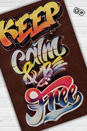 Homshtag Sakin Ol Özgür Ol Dokuma Tabanlı Yıkanabilir Dekoratif Graffiti Halısı