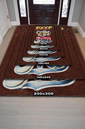 Homshtag Sakin Ol Özgür Ol Dokuma Tabanlı Yıkanabilir Dekoratif Graffiti Halısı