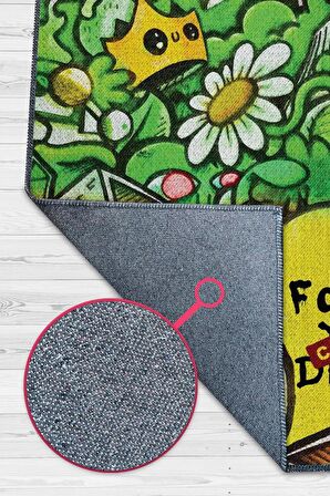 Homshtag Hayaller İptal Dokuma Tabanlı Yıkanabilir Dekoratif Graffiti Halısı