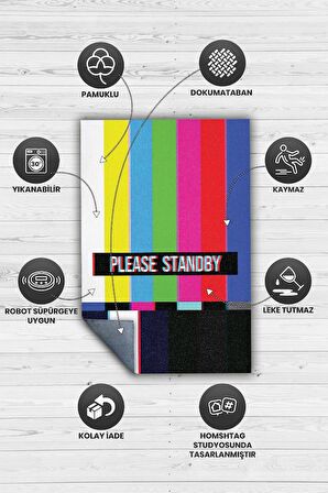 Homshtag Standby Pamuklu Dokuma Tabanlı Yıkanabilir Kaymaz Dekoratif Ev Halısı