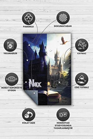 Homshtag Lumos Nox Dokuma Tabanlı Yıkanabilir Kaymaz Harry Potter Film Halısı