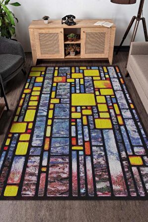 Homshtag Vitray Dokuma Tabanlı Yıkanabilir Dekoratif Halı