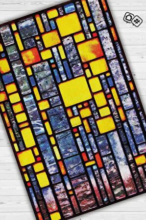 Homshtag Vitray Dokuma Tabanlı Yıkanabilir Dekoratif Halı