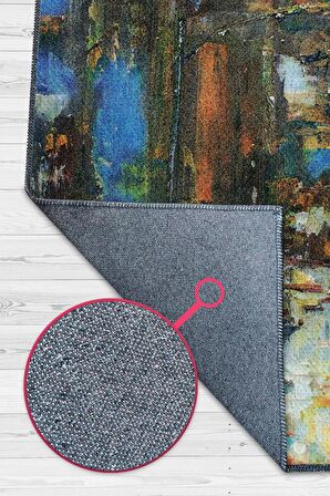 Homshtag Yağmurlu Bir Hikaye Dokuma Tabanlı Yıkanabilir Dekoratif Halı