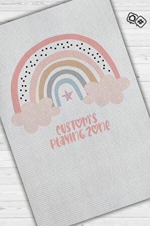 Homshtag Onun Mutlu Yeri Kişiye Özel Kişiselleştirilebilir Dokuma Tabanlı Yıkanabilir Dekoratif Ev Halısı