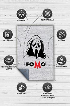 Homshtag Fomo Dokuma Tabanlı Yıkanabilir Trader Halısı
