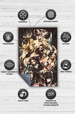 Homshtag Demon Slayer Dokuma Tabanlı Yıkanabilir Kaymaz Anime Severler Halısı