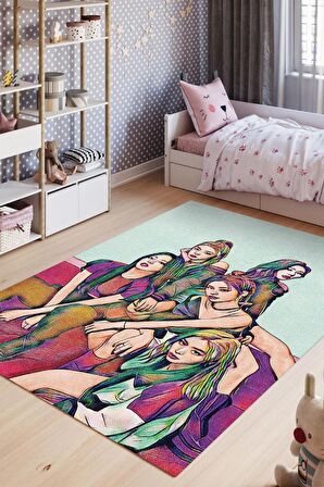 Homshtag ITZY Pamuklu Dokuma Tabanlı Yıkanabilir Dekoratif Halı