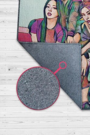 Homshtag ITZY Pamuklu Dokuma Tabanlı Yıkanabilir Dekoratif Halı