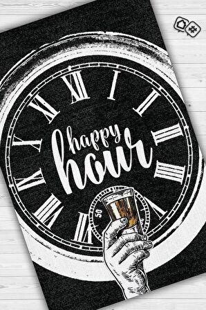 Homshtag Happy Hour Dokuma Tabanlı Yıkanabilir Dekoratif Halı