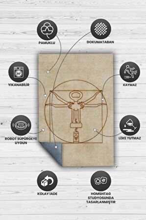 Homshtag Tirbuşon Dokuma Tabanlı Yıkanabilir Dekoratif Halı