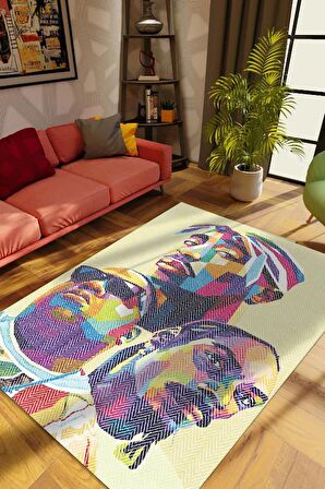 Homshtag 3 Efsane Pamuklu Dokuma Tabanlı Yıkanabilir Kaymaz Dekoratif Halı