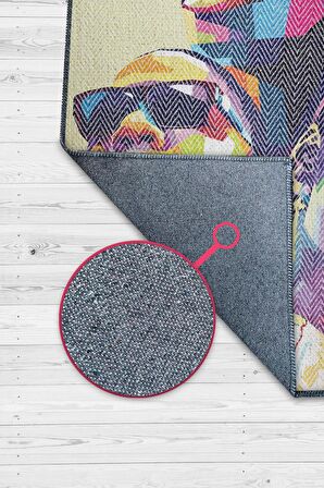 Homshtag 3 Efsane Pamuklu Dokuma Tabanlı Yıkanabilir Kaymaz Dekoratif Halı