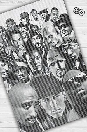 Homshtag Old School Efsaneler Pamuklu Dokuma Tabanlı Yıkanabilir Kaymaz Dekoratif Halı