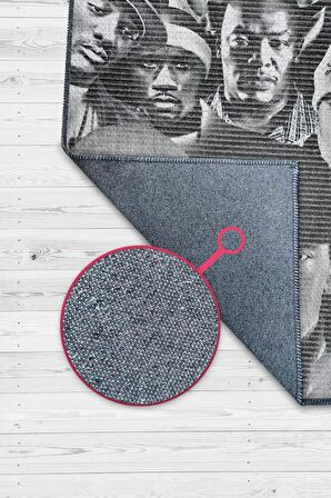Homshtag Old School Efsaneler Pamuklu Dokuma Tabanlı Yıkanabilir Kaymaz Dekoratif Halı