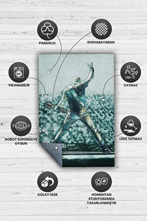 Homshtag Metallica Dokuma Tabanlı Yıkanabilir Kaymaz Dekoratif Halı