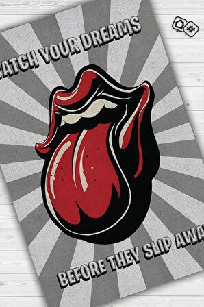 Homshtag The Rolling Stones Dokuma Tabanlı Yıkanabilir Kaymaz Dekoratif Halı