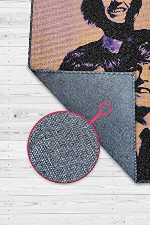 Homshtag  The Beatles Stones Dokuma Tabanlı Yıkanabilir Kaymaz Dekoratif Halı