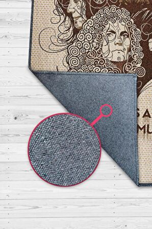 Homshtag Led Zeppelin Stones Dokuma Tabanlı Yıkanabilir Kaymaz Dekoratif Halı
